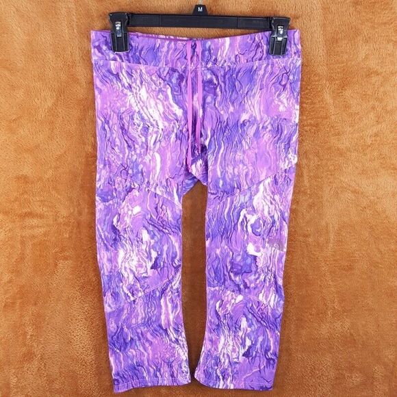 THE NORTH FACE Womens Leggings Small Purple Pocket Pull On Flashdry MOTUS CAPRI - Picture 1 of 11